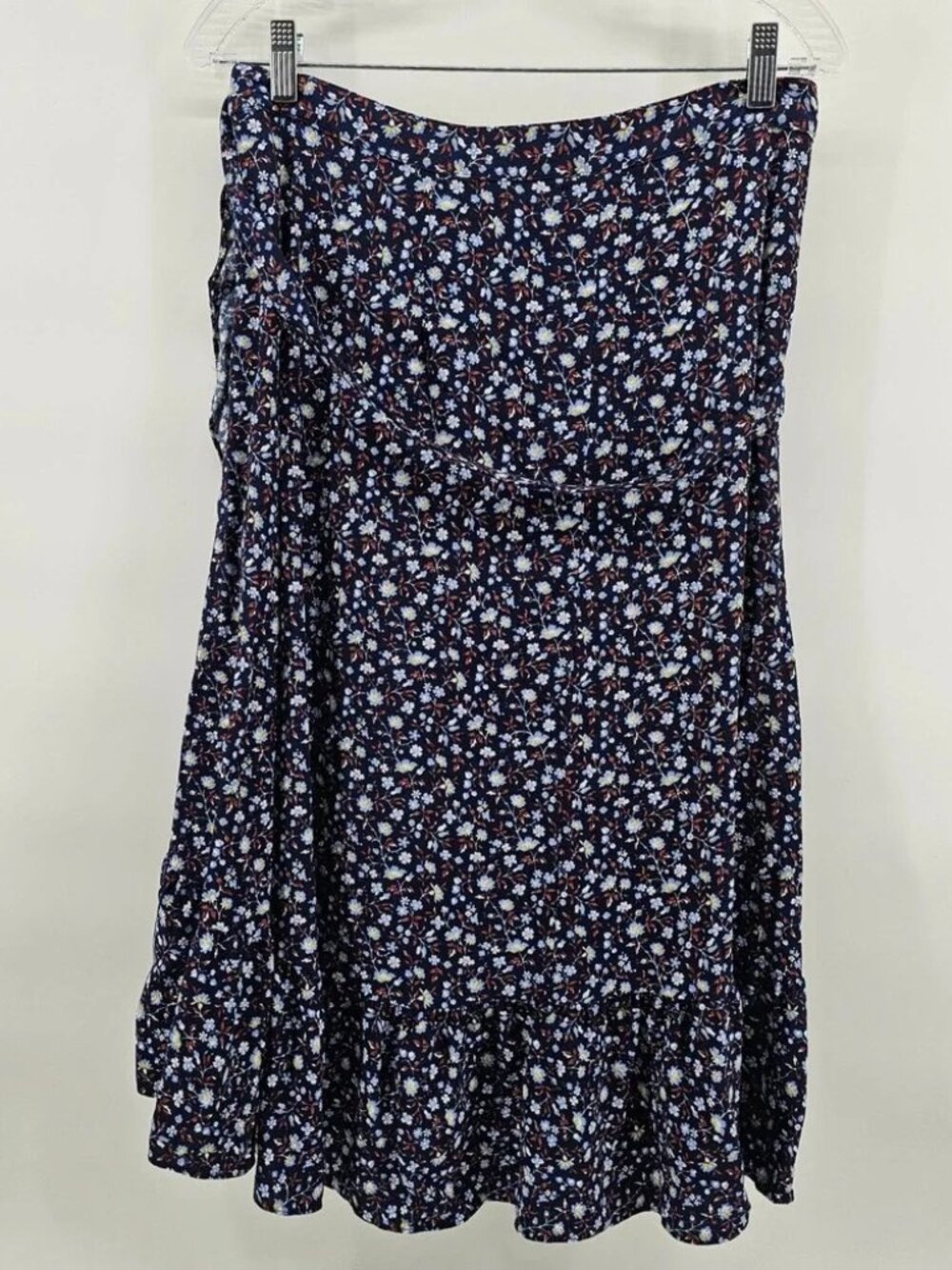 Madewell Navy Floral High-Low Wrap Midi Skirt Size 10